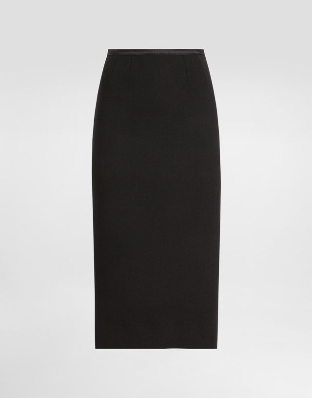 Dolce & Gabbana Wool Crepe Calf-Length Pencil Skirt