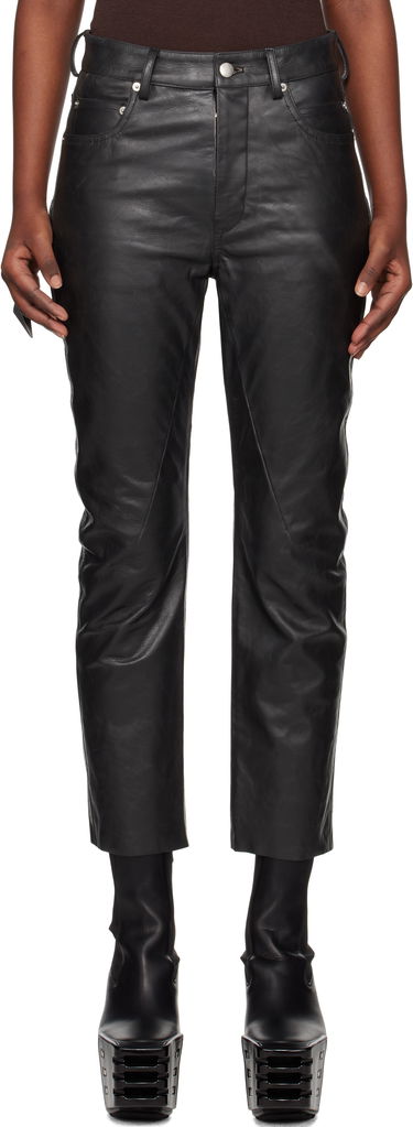 Панталони Rick Owens Rick Owens Hollywood Detroit Cut Leather Pants Черно | RP01E7324 LTP, 0