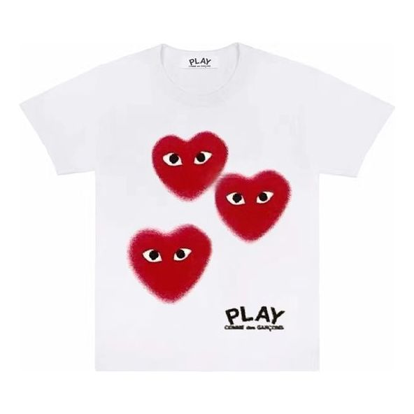 Тениска Comme des Garçons PLAY Short Sleeve T-Shirt with Hearts Print Бяло | OD-T222-051-1
