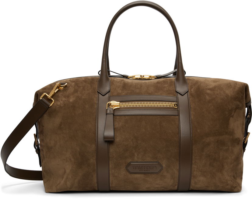 Чанта за пътуване Tom Ford Tom Ford Buckley Suede Holdall Duffle Bag Кафяво | H0618-LCL323G