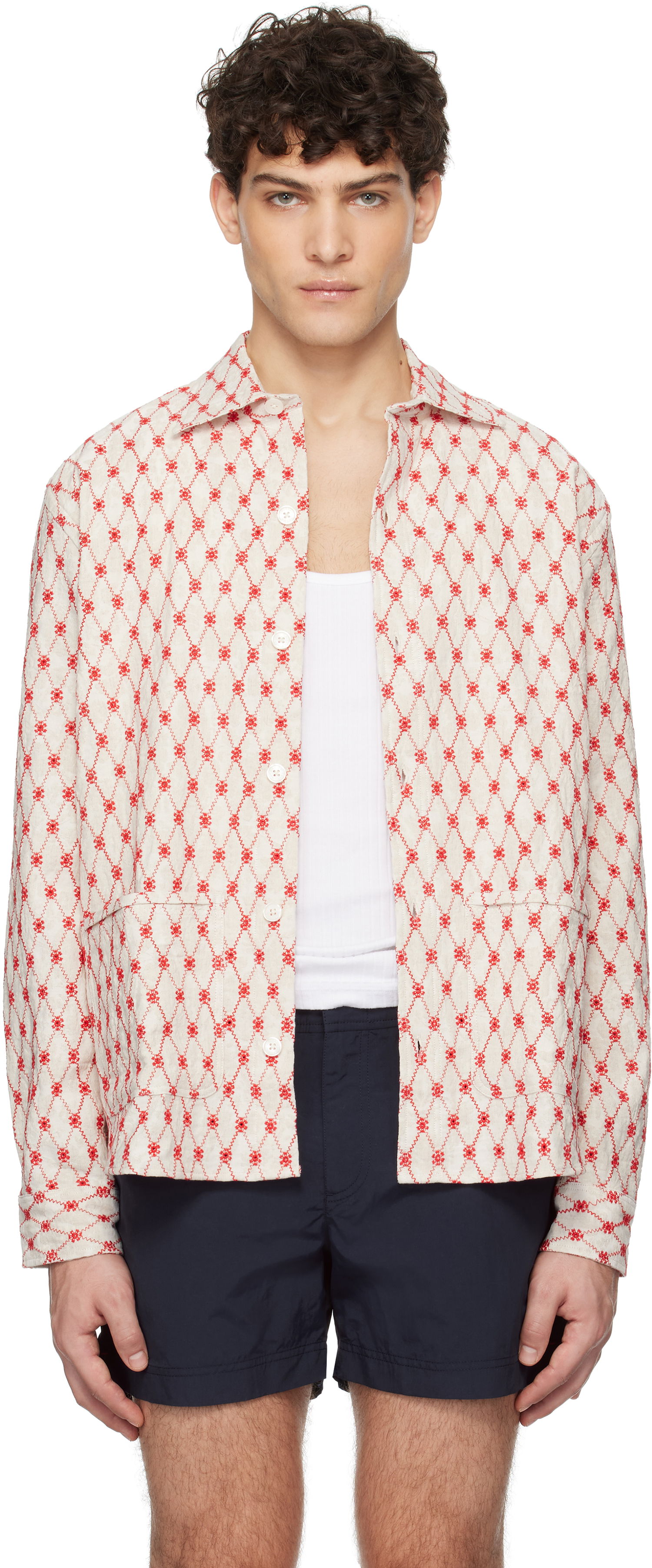 Риза Orlebar Brown Orlebar Brown Barkley Embroidered Resort Shirt Бежово | 280047, 0