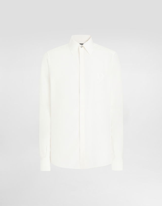Dolce & Gabbana Silk Shirt with Logo Embroidery