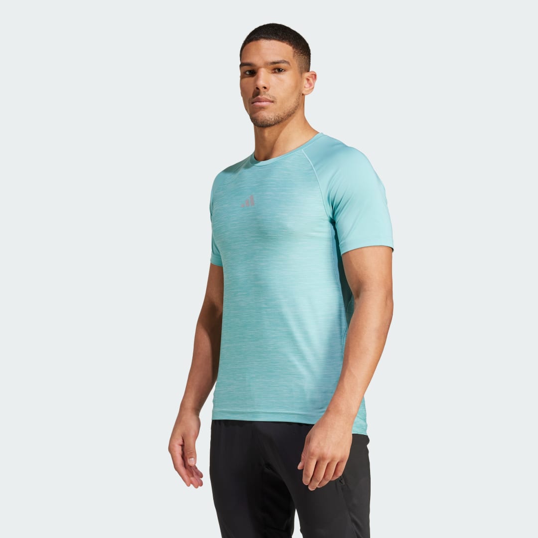 Тениска adidas Performance Gym+ Training 3-Stripes Тюркоазено | IW5894, 1