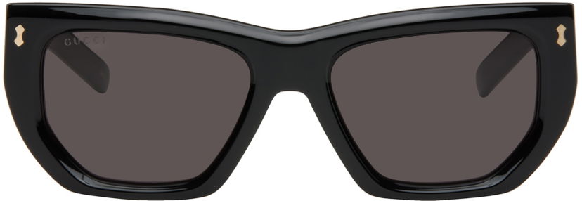 Облекло Gucci Gucci Black Rivetto Geometrical Acetate Sunglasses Кафяво | GG1520S