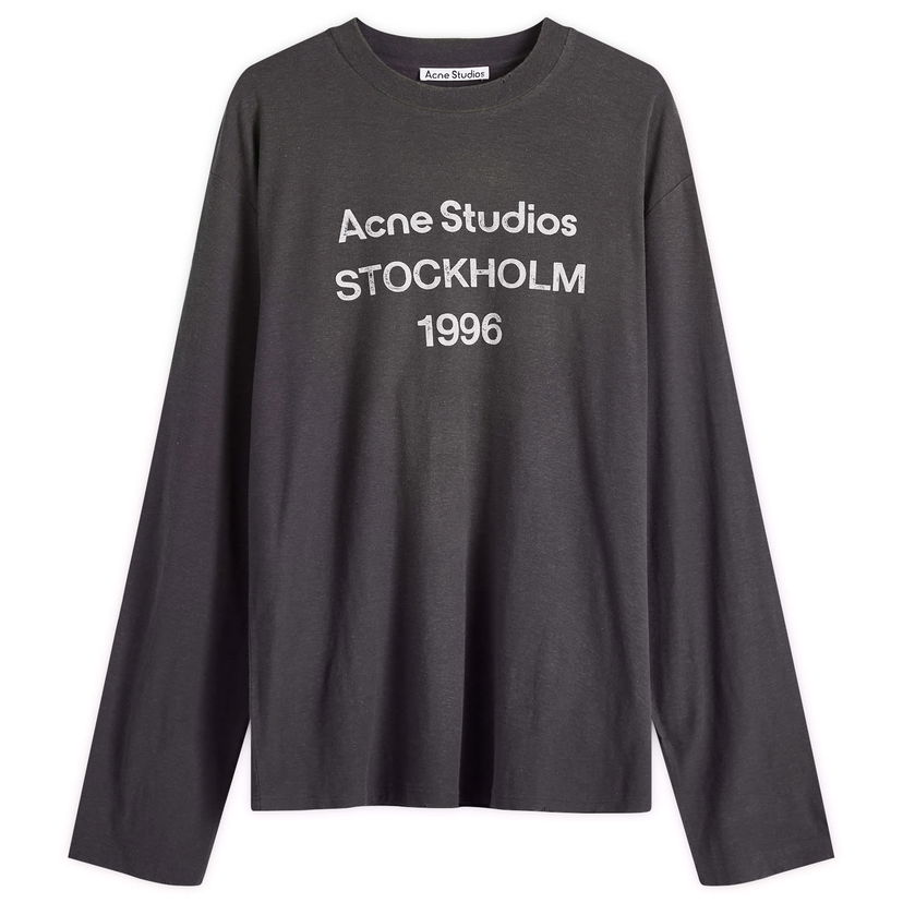 Тениска Acne Studios Edden 1996 Logo Long Sleeve T-Shirt Черно | CL0197-BM0