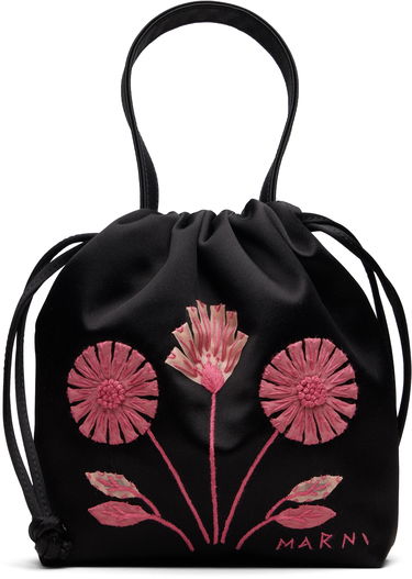 Дамска чанта Marni Small Scrunchie Floral Embroidered Drawstring Pouch Черно | BMMP0164L0 P8534, 0