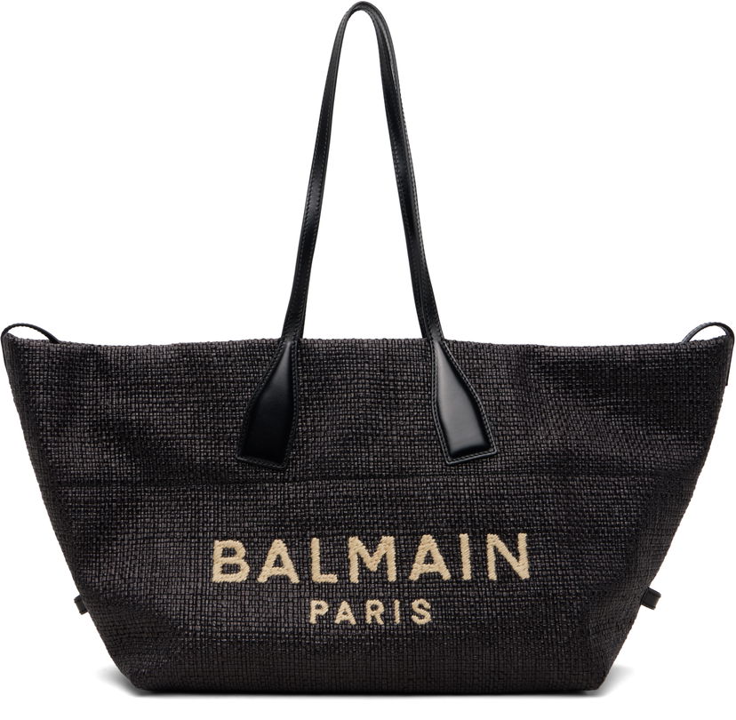 Голяма пазарска чанта Balmain Woven Track Tote Черно | GN1FI015TRAA