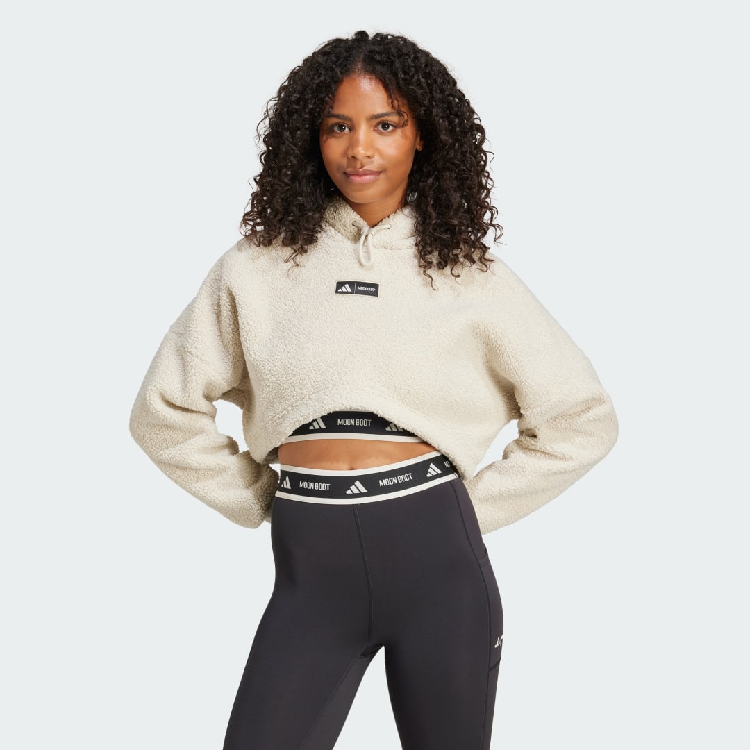 Суитчър adidas Performance MOON BOOT Cropped Fleece Hoodie Бяло | IY8050, 0