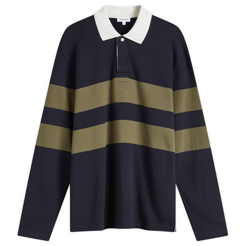 Поло тениска NORSE PROJECTS Brushed Stripe Rugby Polo Navy Large Тъмно синьо | N10-0210-7004