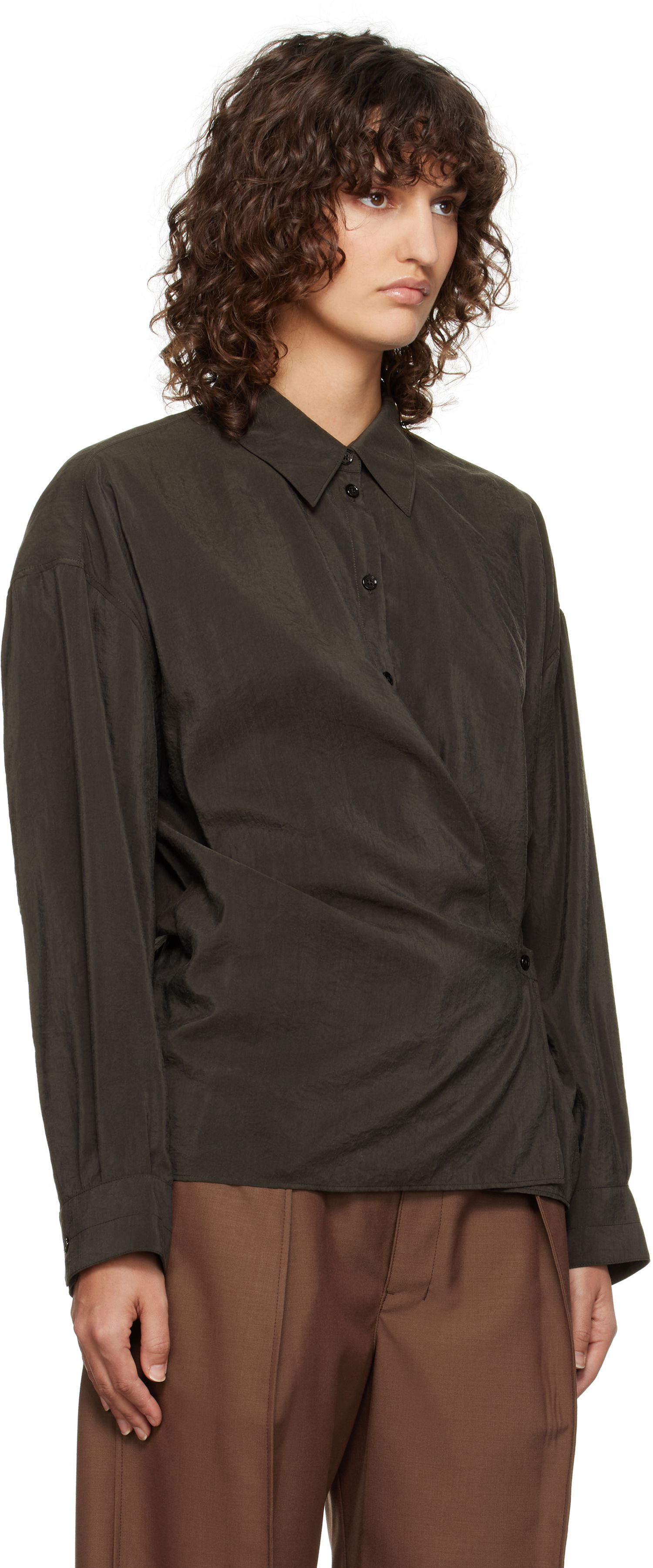 Риза LEMAIRE Lemaire Straight Collar Twisted Shirt Кафяво | SH1141 LF1308, 1