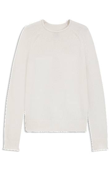 Пуловер BOSS Wool-blend Ribbed Crew Neck Sweater with Ribbed Cuffs Бяло | 50548930