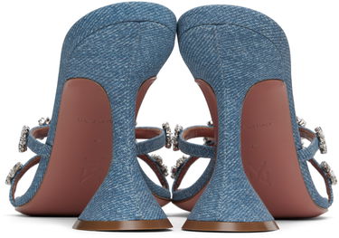 Аксесоари Amina Muaddi Amina Muaddi Lily 95 Heeled Sandals Синьо | LILY SLIPPER 95 CL PRINTED SUEDE, 1