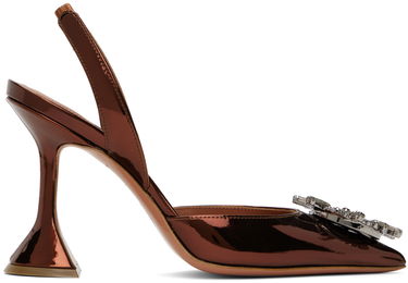 Кецове и обувки Amina Muaddi Sling 95 Metallic Leather Pumps Кафяво | BEGUM SLING CL MIRROR, 0