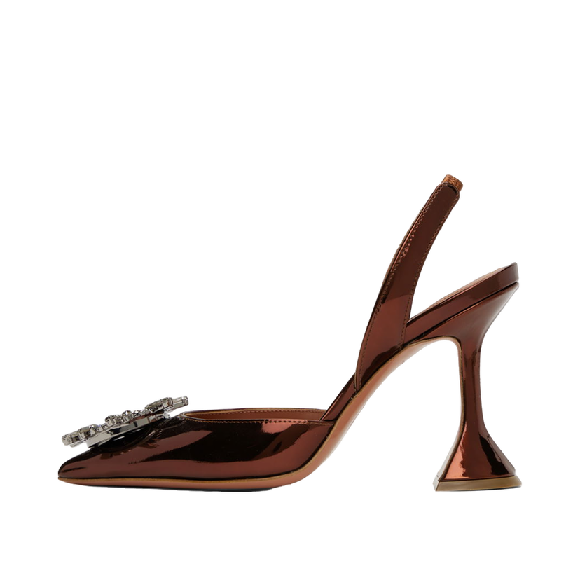 Кецове и обувки Amina Muaddi Sling 95 Metallic Leather Pumps Кафяво | BEGUM SLING CL MIRROR