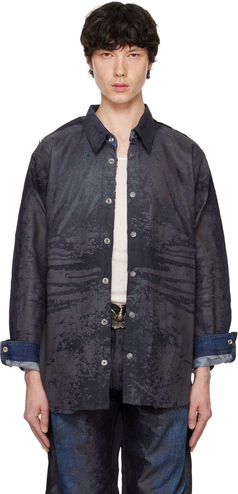 Риза Diesel Abstract Print Long Sleeve Shirt Синьо | A14728-068NL-01