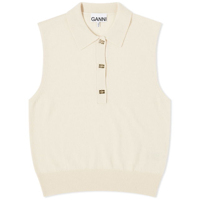 Cashmere Mix Sleeveless Polo Vest