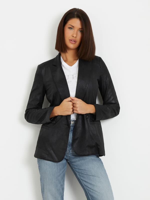 Яке GUESS Faux Suede Blazer Черно | W3BN65WFR42