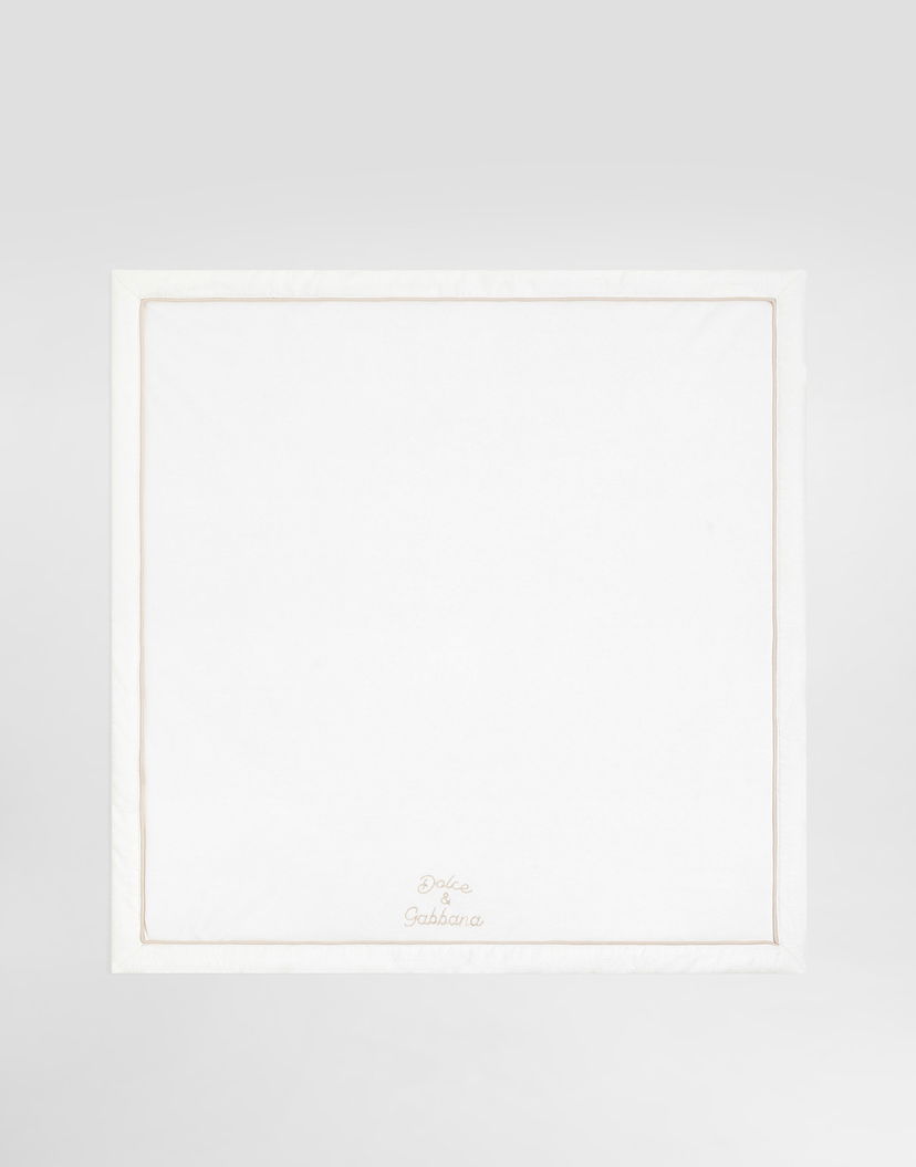 Домашен декор Dolce & Gabbana Dolce & Gabbana Interlock And Linen Blanket With Embroidery Бяло | LNJAH3G7PUPW0111