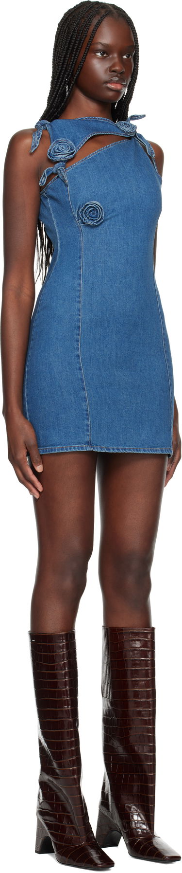 Pокля Coperni Coperni Asymmetric Flower Denim Minidress Синьо | COPR158F2014, 1