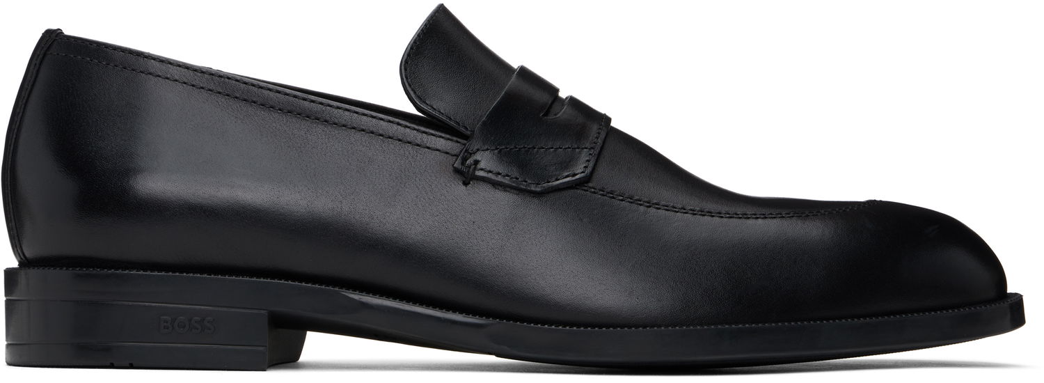 Кецове и обувки BOSS BOSS Leather Penny Loafers Черно | 50541699, 0
