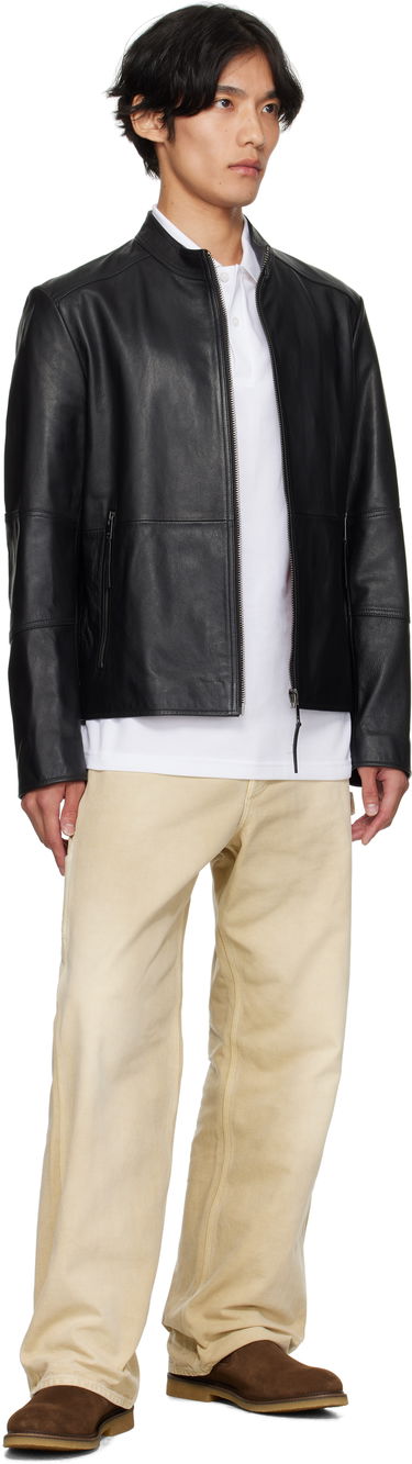 Яке BOSS Slim-Fit Leather Jacket Черно | 50540984, 4