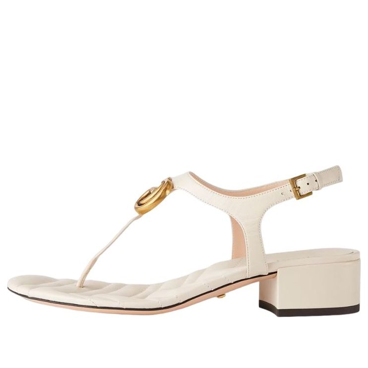 Кецове и обувки Gucci Gucci Double G Leather Thong Sandals Бяло | 674840-BKO00-9022