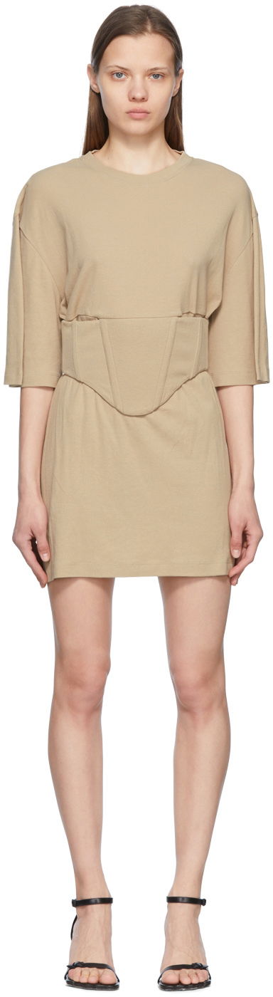 Pокля Dion Lee Cotton Mini Dress With Corset Бежово | A9847S22, 0