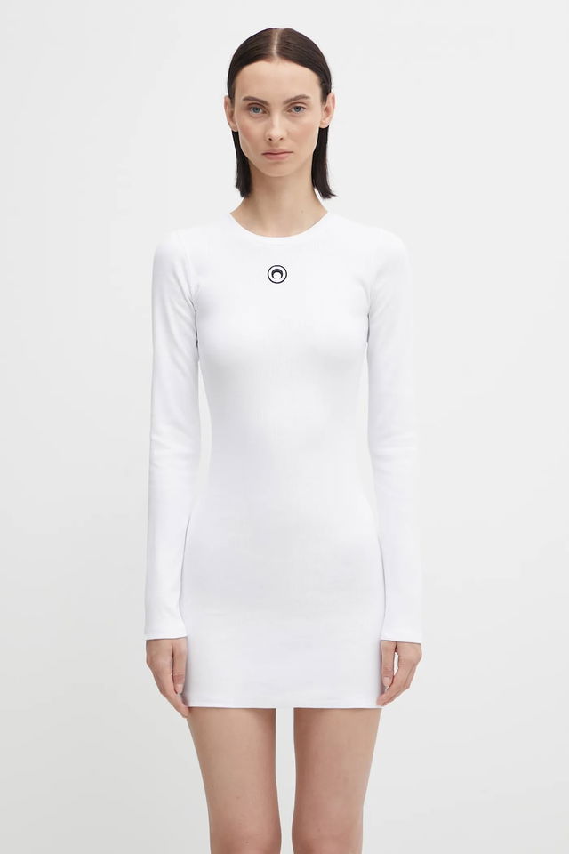 Marine Serre Moon Logo Ribbed Jersey Mini Dress