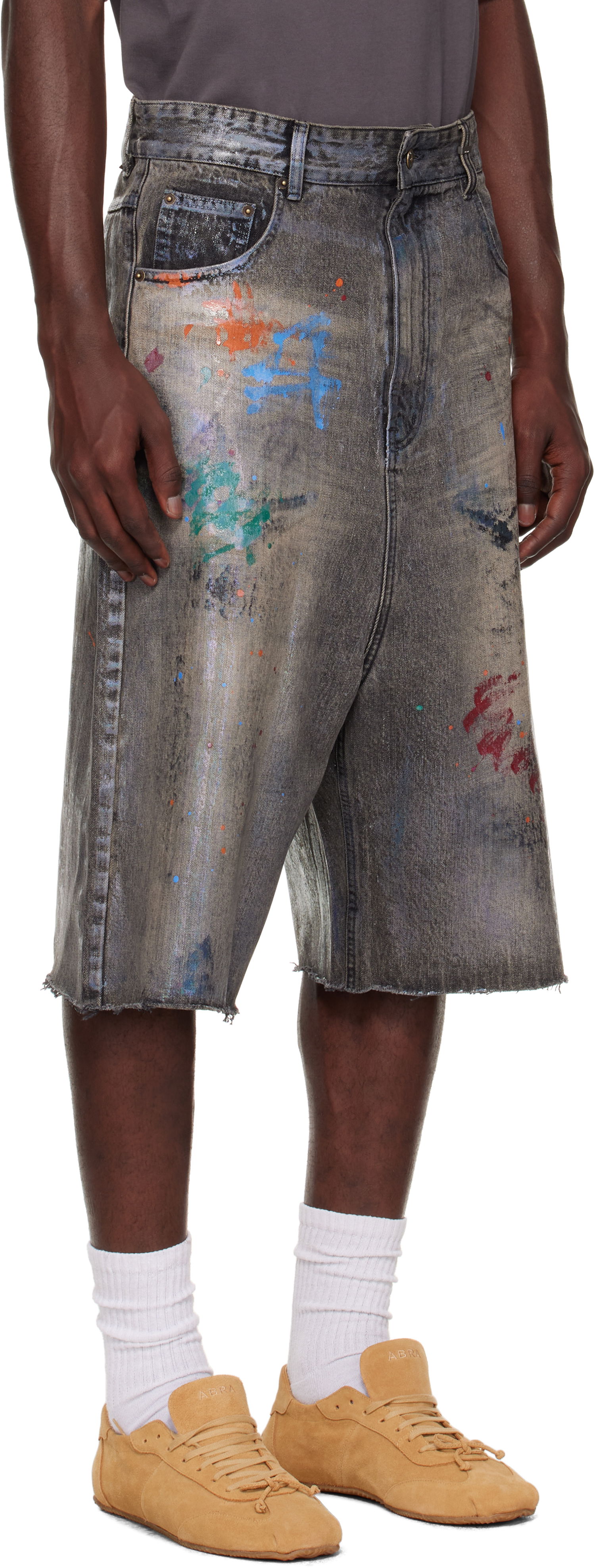Къси панталони We11done We11done Painted Denim Shorts Сиво | WD-DP2-25-332-M-BK, 1