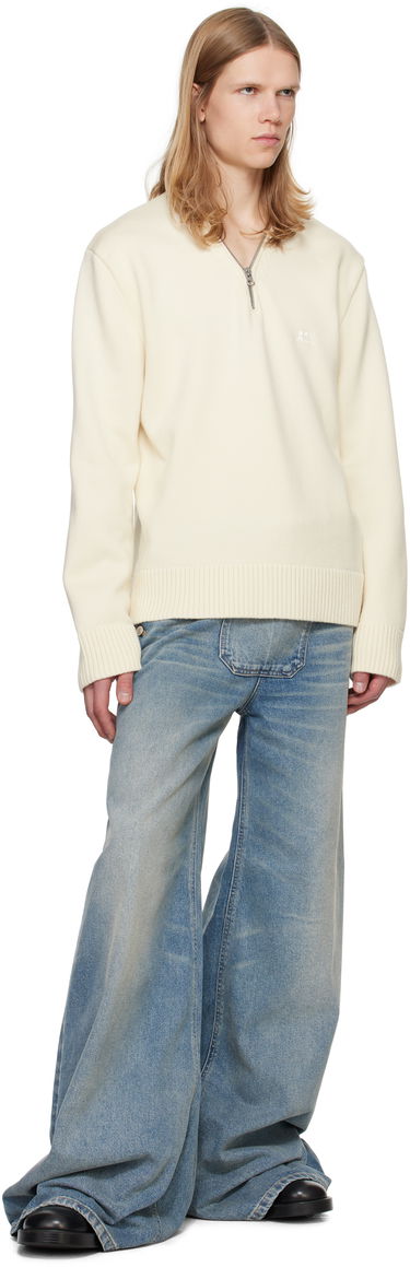 Пуловер Courrèges Zipped Wool Sweater Бяло | 324MPU179FI0036, 3