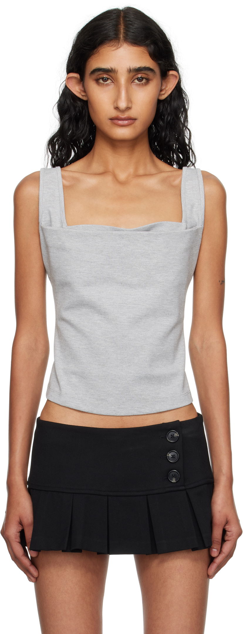 Потник Miaou Miaou Luna Cowl Neck Tank Top Сиво | 7110PONHEG