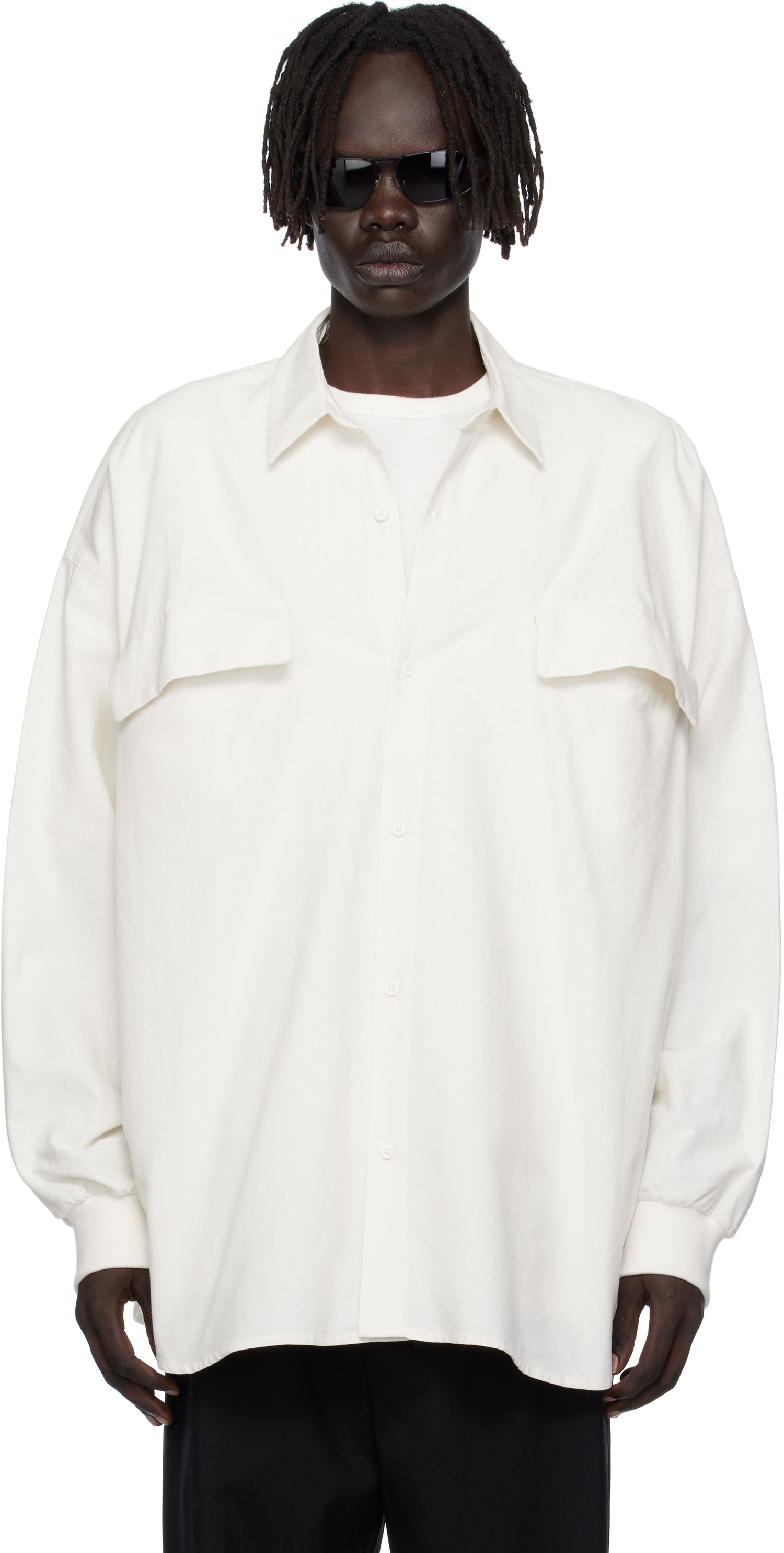 Риза Fear of God ESSENTIALS Long-Sleeve Oxford Shirt with Flap Pockets Бяло | 186SP254424F, 0