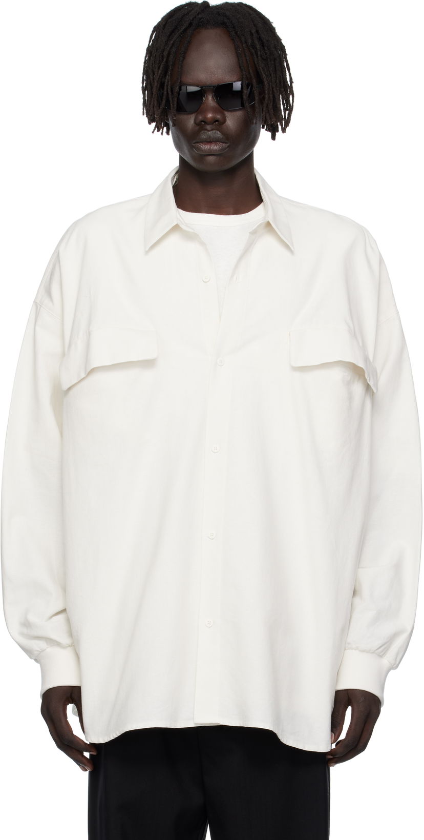 Риза Fear of God ESSENTIALS Long-Sleeve Oxford Shirt with Flap Pockets Бяло | 186SP254424F