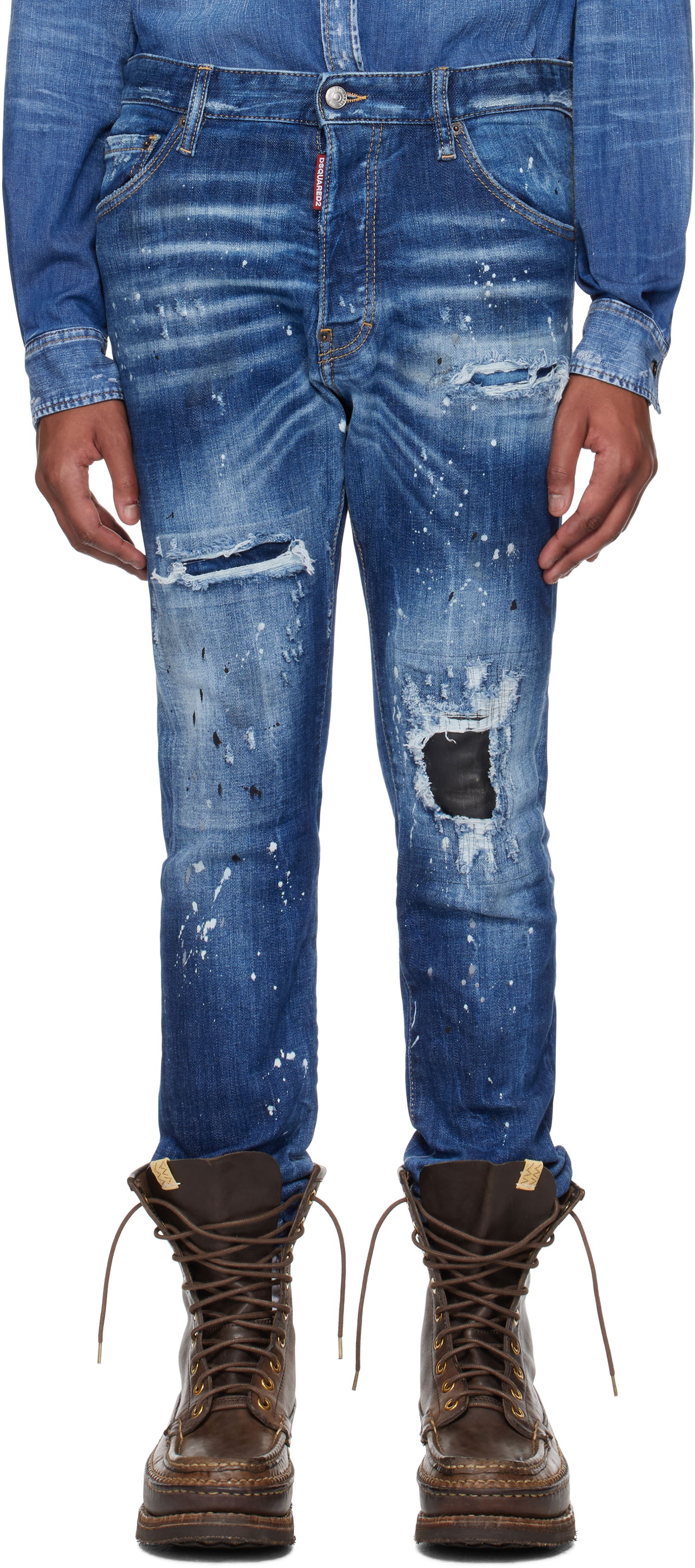 Дънки DSQUARED2 Dsquared2 Cool Guy Ripped Wash Jeans Синьо | S74LB1635_S30872, 0