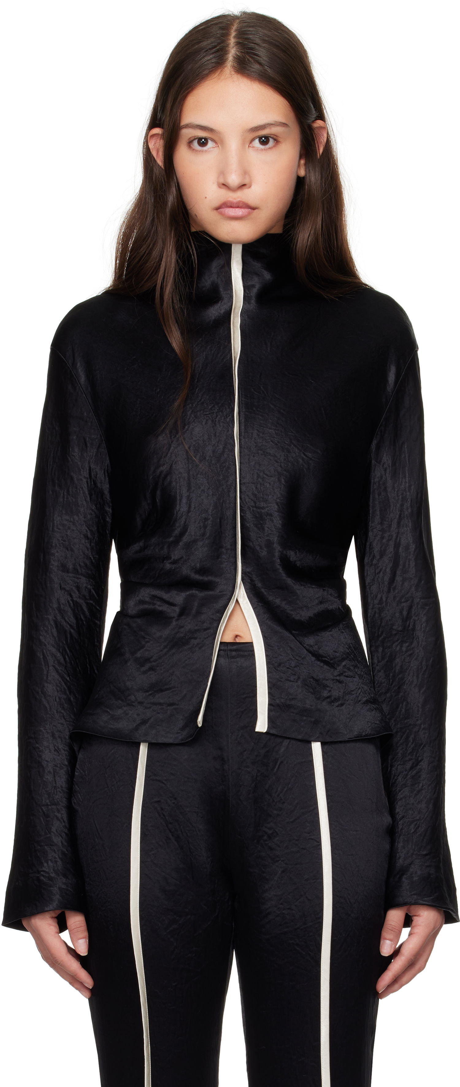 Тениска Nanushka Satin Turtleneck Top Черно | NW24FWSH33799, 0