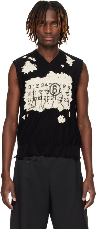 Пуловер Maison Margiela MM6 Maison Margiela Distressed Knit Vest Черно | SH0FB0009 M13081, 0