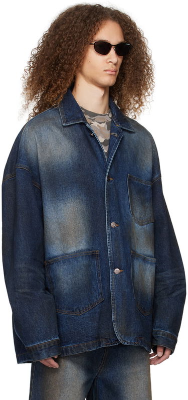 Яке We11done We11done Smudged Denim Jacket Синьо | WD-DJ0-24-319-U-BL, 4