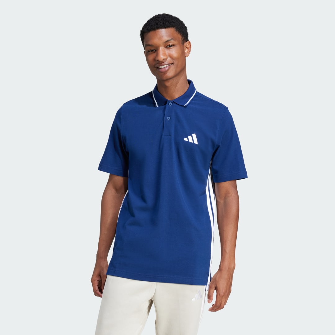 Поло тениска adidas Performance Essentials 3-Stripes Polo Shirt Синьо | JE6382, 0