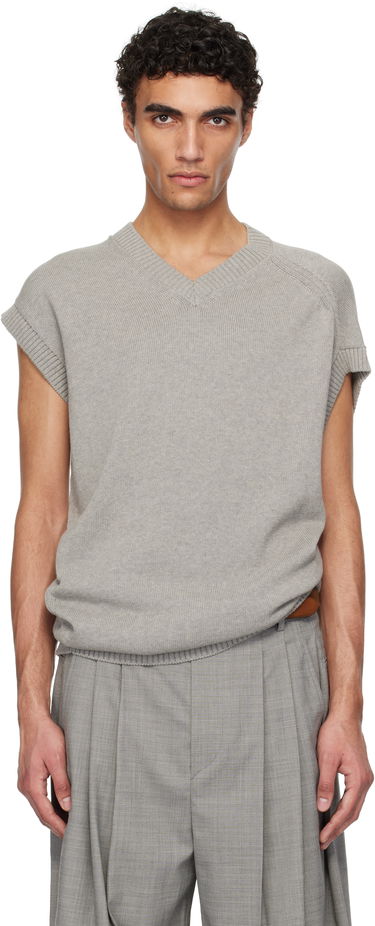 Пуловер HED MAYNER Hed Mayner V-Neck Knit Vest Сиво | HMMA75074A-HA600, 0