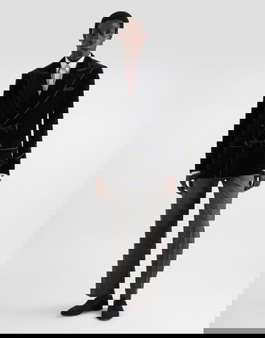 Яке Dolce & Gabbana Double-breasted Sicilia-light Jacket In Smooth Velvet Тъмно синьо | G2VQ4TFUVG7B0665, 1