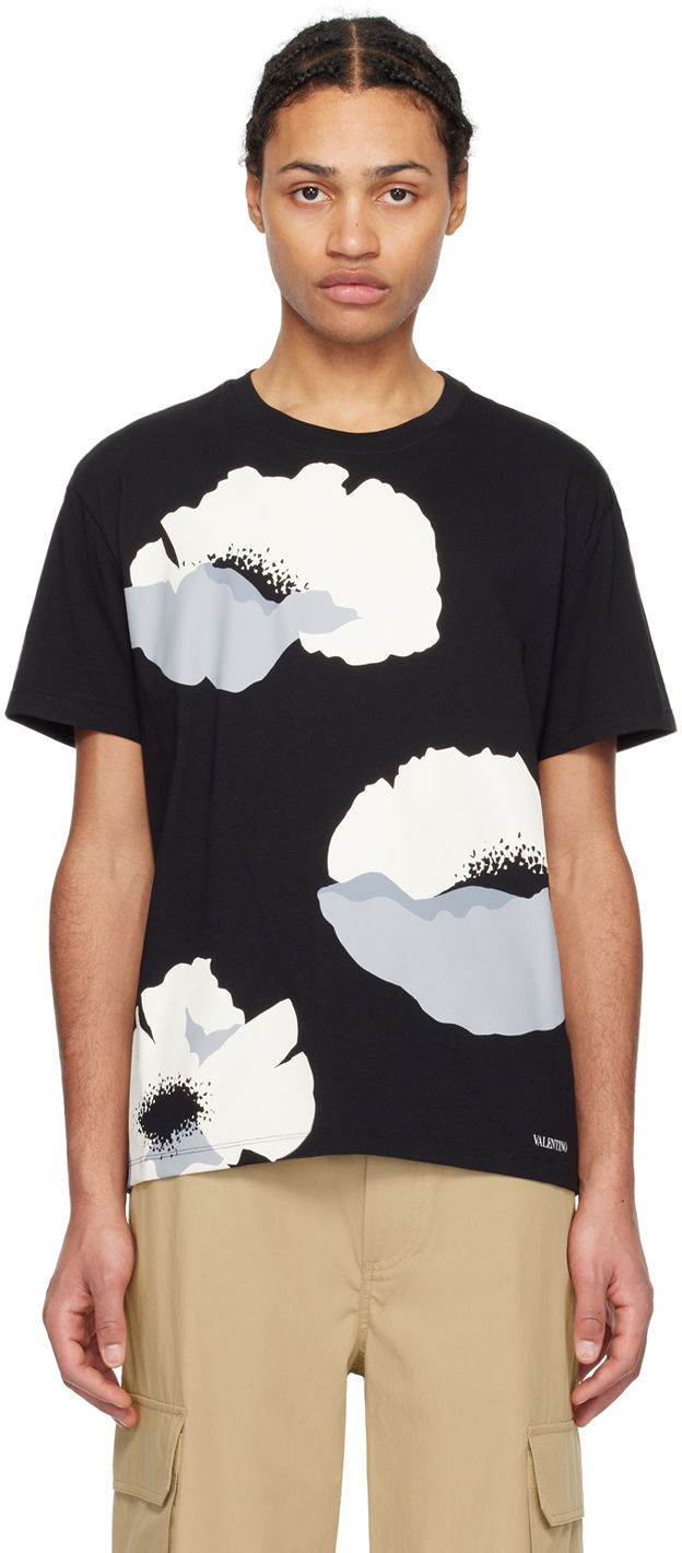 Тениска Valentino Black Floral Черно | 4V0MG01FA2H, 0