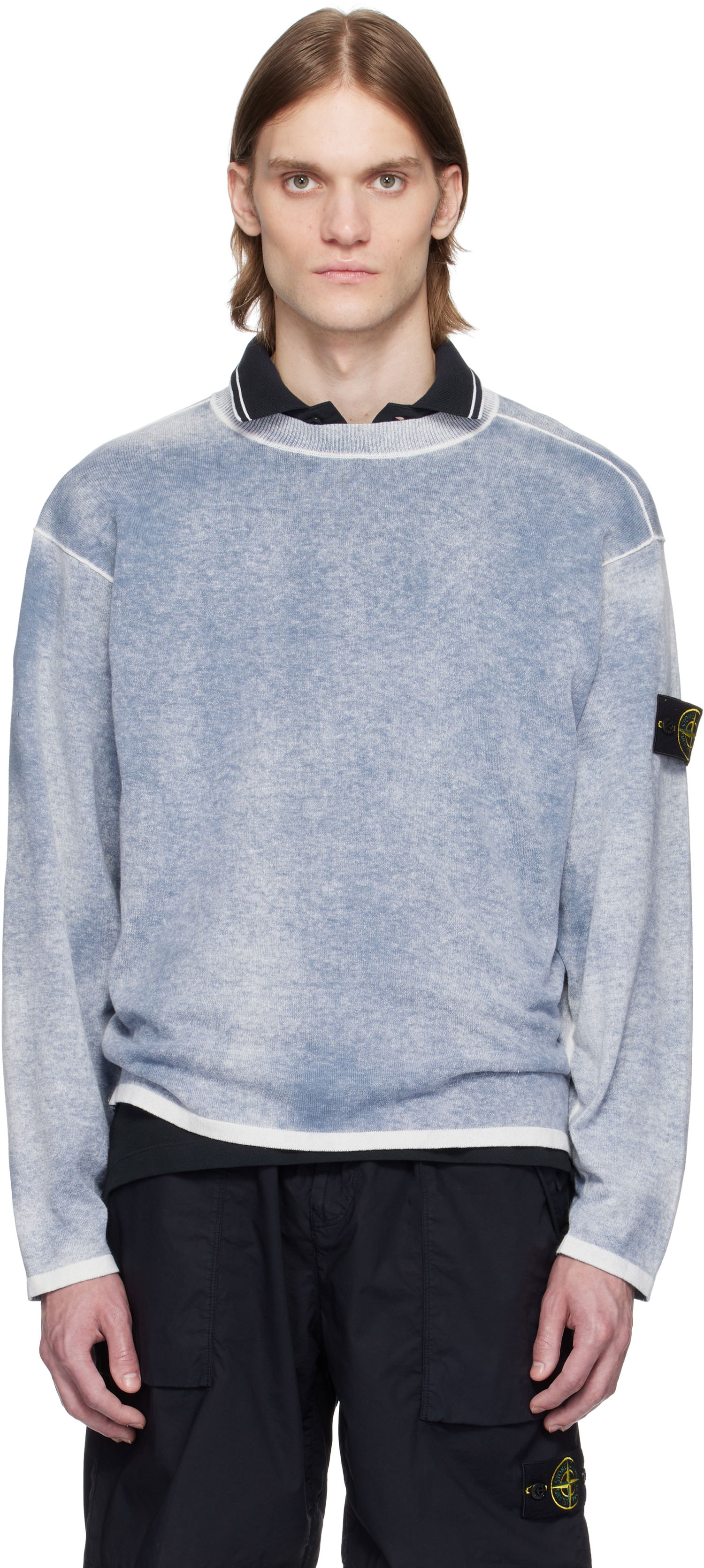 Пуловер Stone Island Stone Island Raw Hand Light Organic Cotton Sweater Синьо | K1S15 5100030 S00Z2, 0