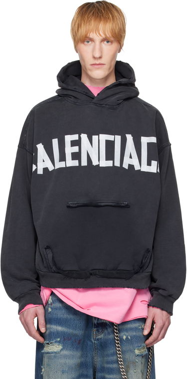 Суитчър Balenciaga Balenciaga Tape Type Ripped Pocket Hoodie Черно | 744441TRVK2, 0