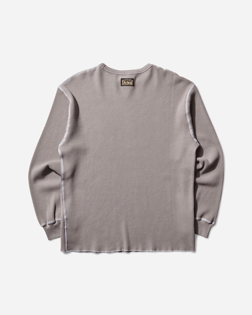 Тениска Aries Reversible Waffle Longsleeve T-Shirt Сиво | AR4066604 Grey