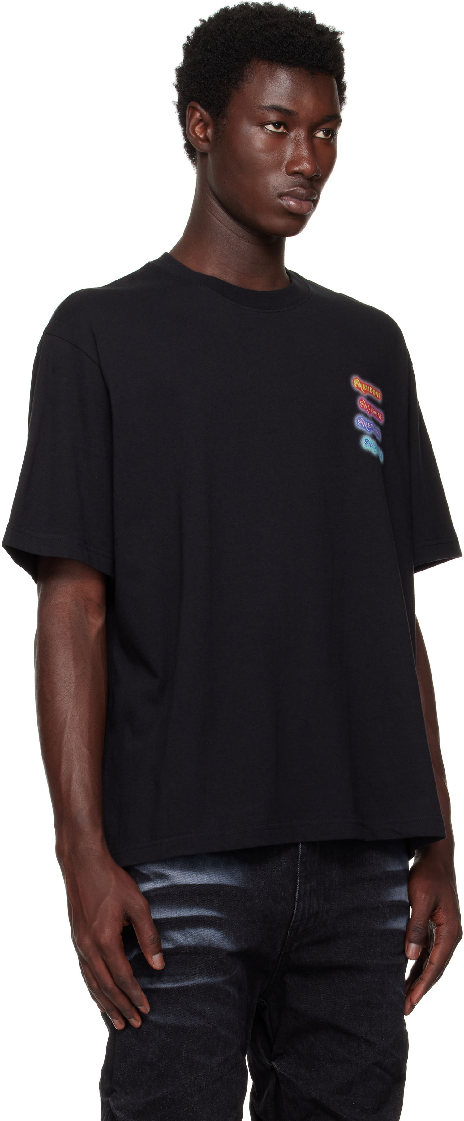 Тениска We11done We11done Neon Logo Short Sleeved T-Shirt Черно | WD-TT2-25-752-U-BK, 1