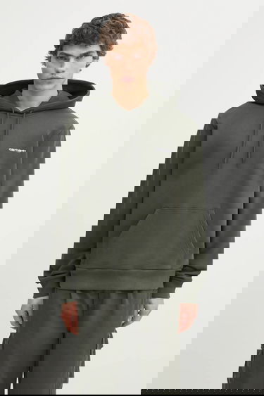 Суитчър Carhartt WIP Plain Hooded Script Embroidery Sweatshirt with Kangaroo Pocket Зелено | I035392.3CDXX, 0