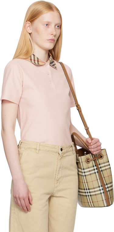 Поло тениска Burberry Burberry Check Collar Polo Розово | 8110317, 1