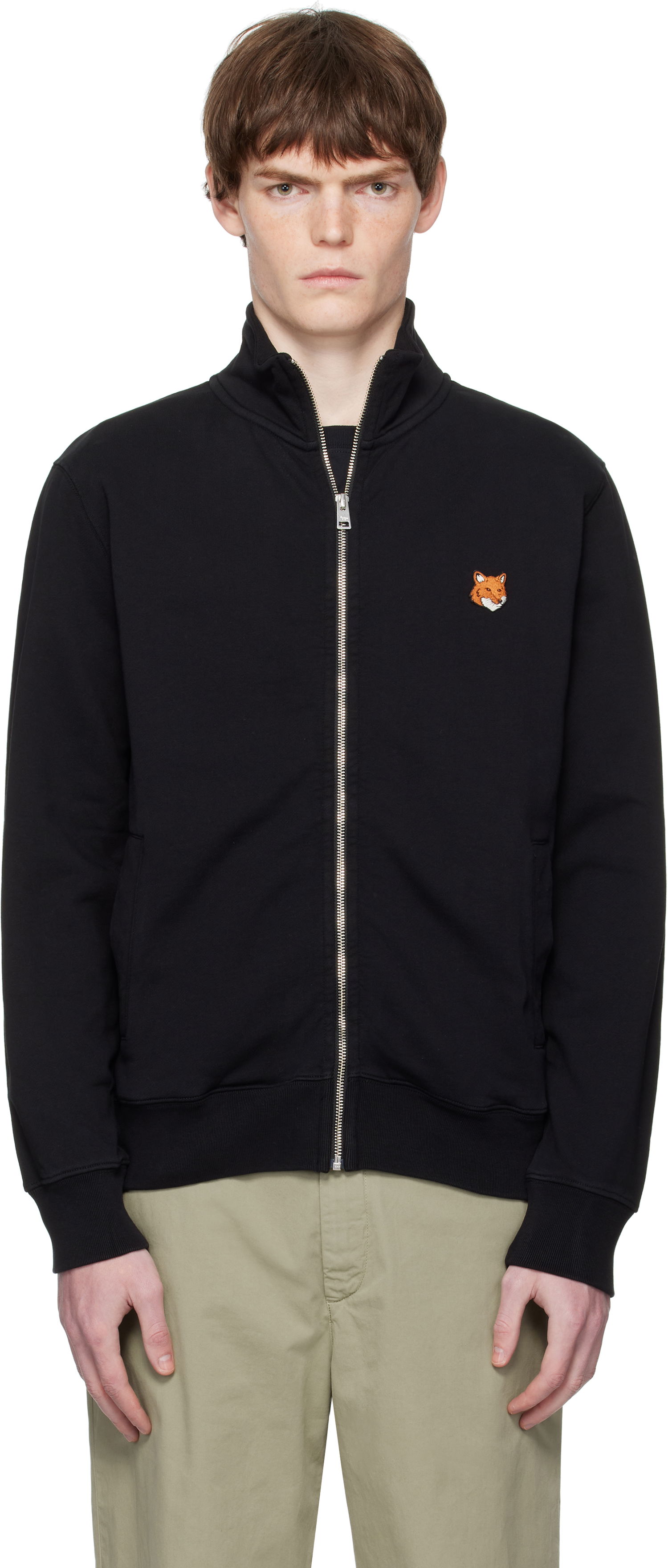Суитчър MAISON KITSUNÉ Fox Head Patch Fullzip Regular Sweatshirt Черно | PM02134KM0340, 0