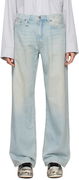 R13 Damon Pleated Wide Leg Jeans