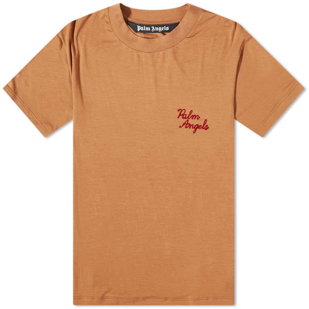 Тениска Palm Angels Embroidered Logo Tee Кафяво | PMAA075F22FAB0011728, 0